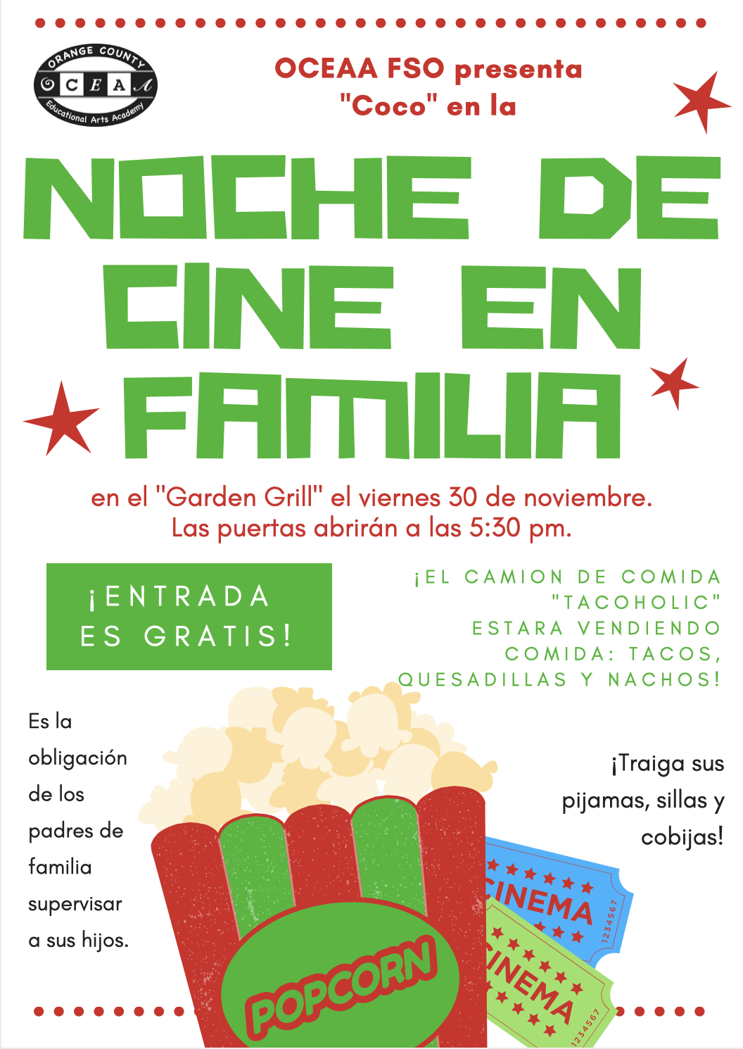 Family Movie Night | Noche de cine en familia - OCEAA - a TK-8th Santa ...