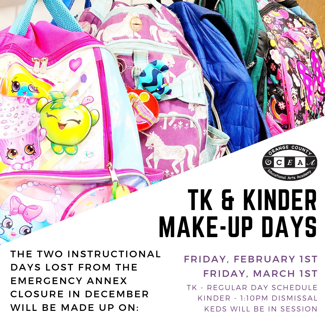 TK and Kinder Make-up Days