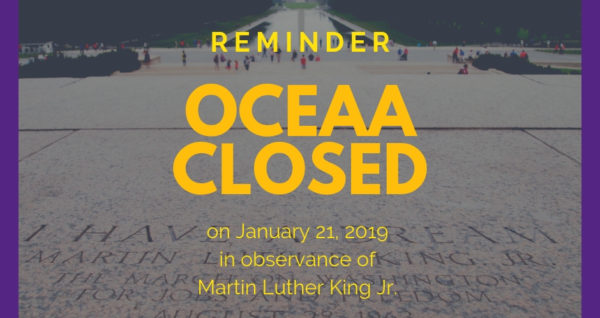 OCEAA closed on MLK day